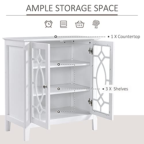 White Glass Door Sideboard Buffet Cabinet with Adjustable Shelves N805586