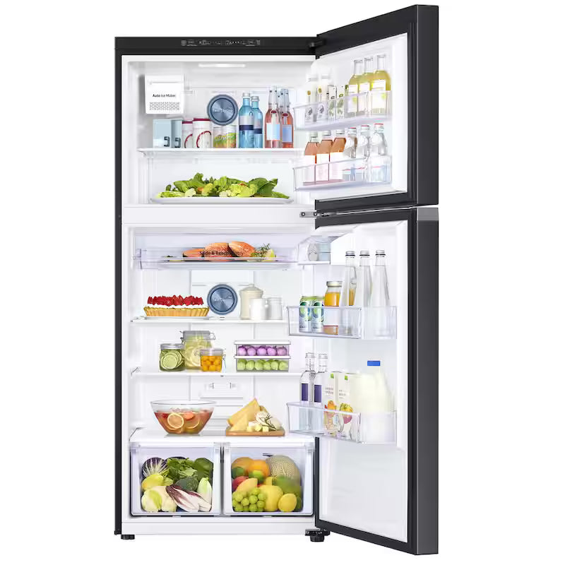 29 in. 17.6 cu. ft. Top Freezer Refrigerator with Ice Maker in Black Stainless Steel Y764846