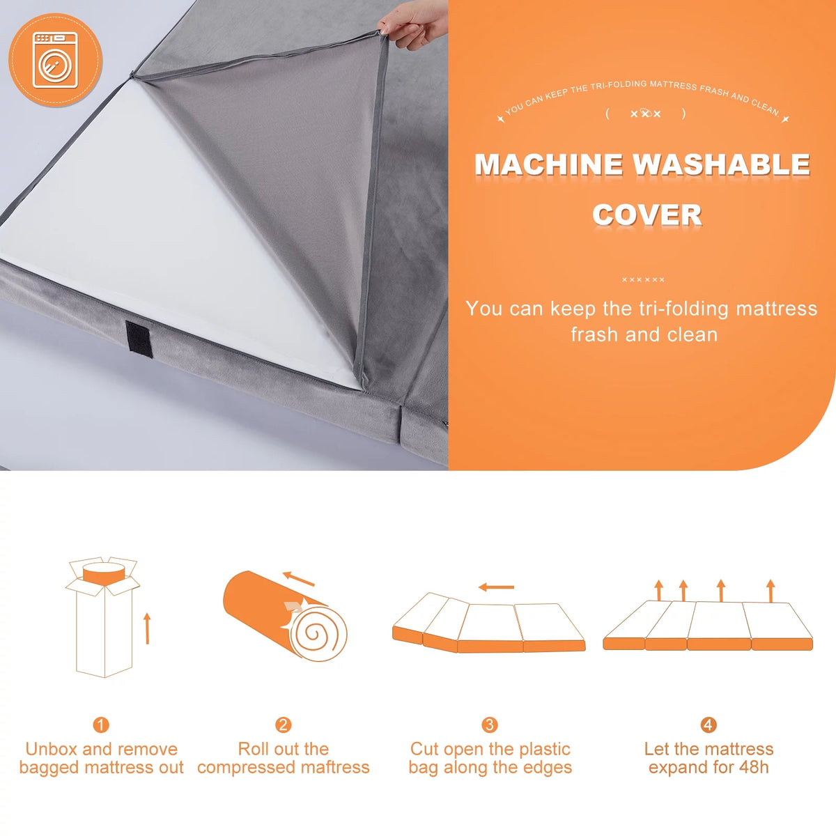 Velvet 4 Folding Mattress Topper with Carry Case D582742