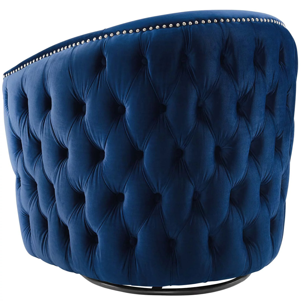 Navy Blue Velvet Accent Armchair B5053