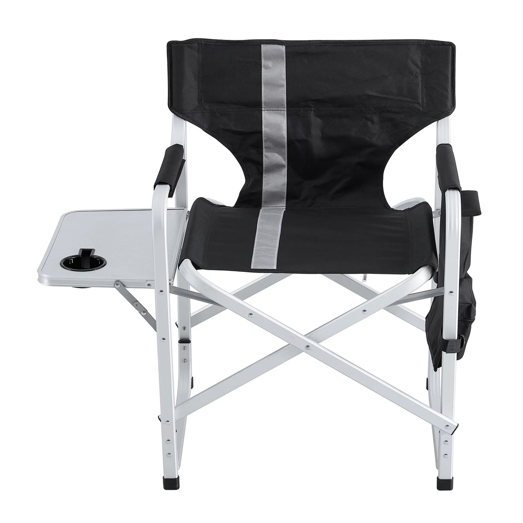 2 Piece Padded Folding Chair with Side Table and Storage Pockets W579768