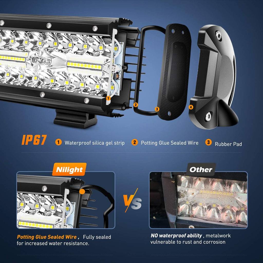 37Inch 780W Triple Row Flood Spot Combo Bar 78000LM Waterproof Led Work Light Pack of 2 P348198