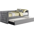 Gray Tufted Fabric Daybed with Trundle I73127