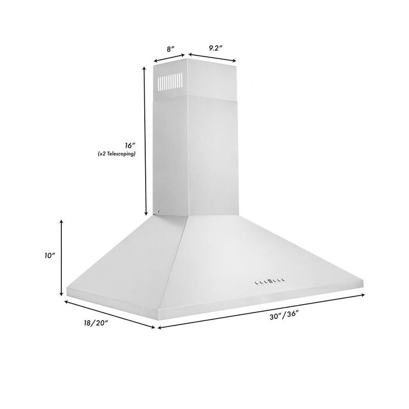 30 in. 400 CFM Convertible Wall Mount Range Hood in Stainless Steel A282180
