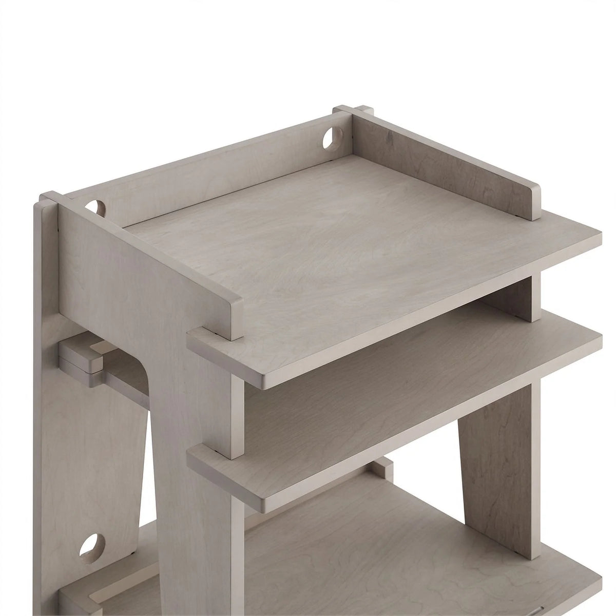 Gray MDF Wood and Birch Veneer Turntable Stand H495
