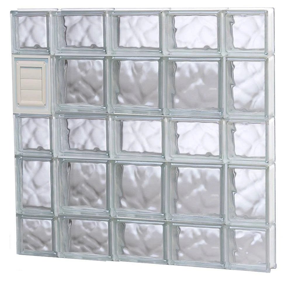 Wavy Glass Pattern Frameless Replacement Glass Block Window N17912