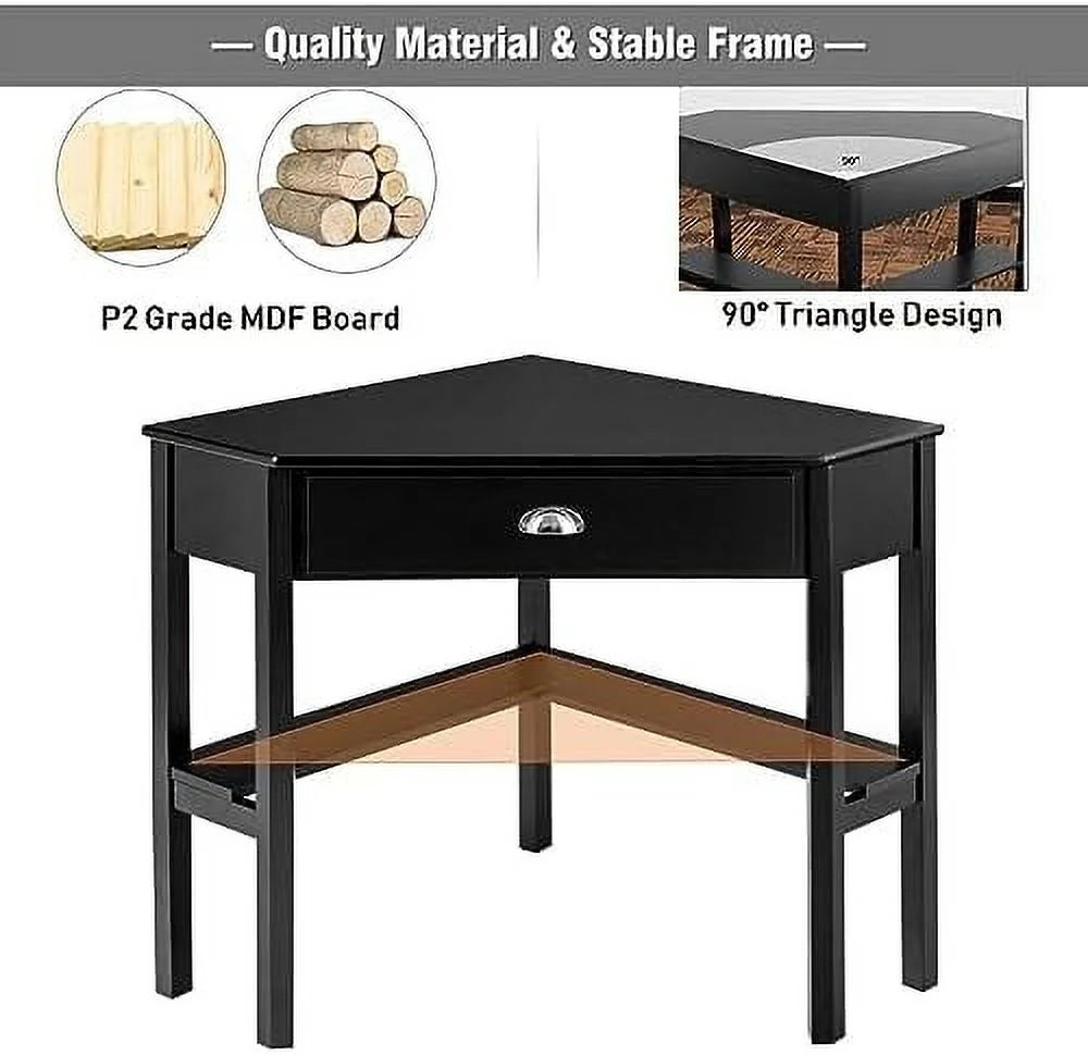 Corner Computer Desk with Drawer and Shelves X580229