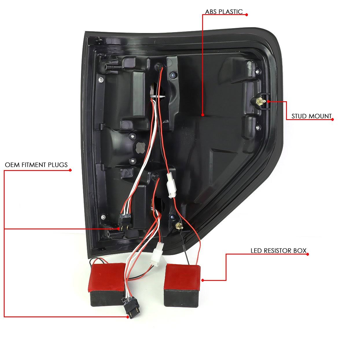 Pair Full LED Black Housing Smoked Lens Tail Lights Z342