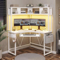 White Corner Computer Desk with Hutch Q110