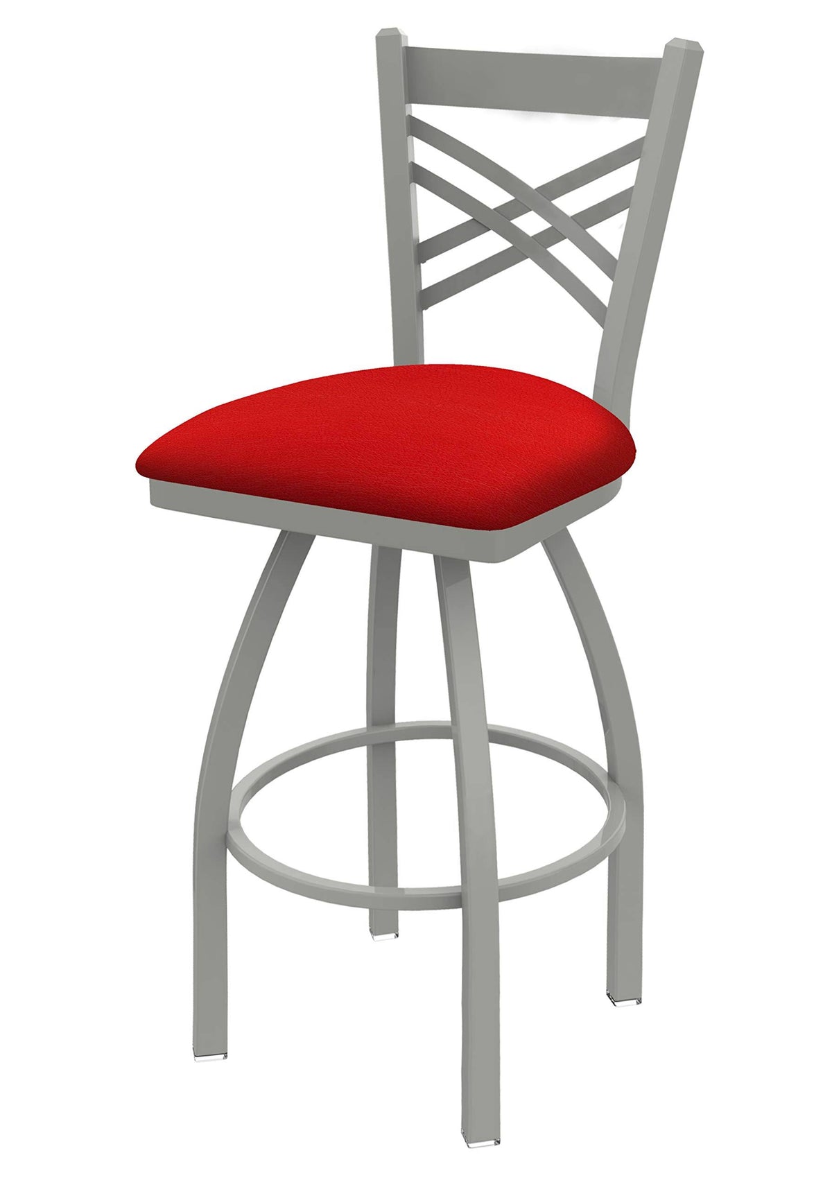 25 inch Swivel Counter Stool with Anodized Nickel Finish and Canter Red Seat H3488