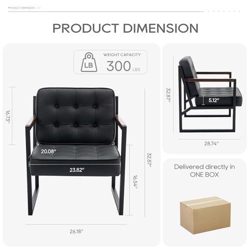 Black Faux Leather Accent Chair Set of 2 A388