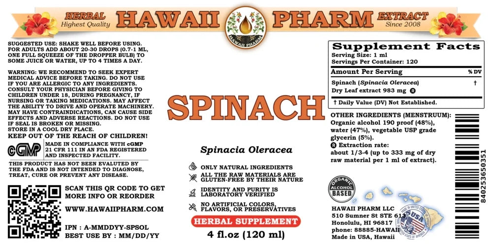 Spinach Dry Leaf Liquid Extract 4 Fl.Oz K2753