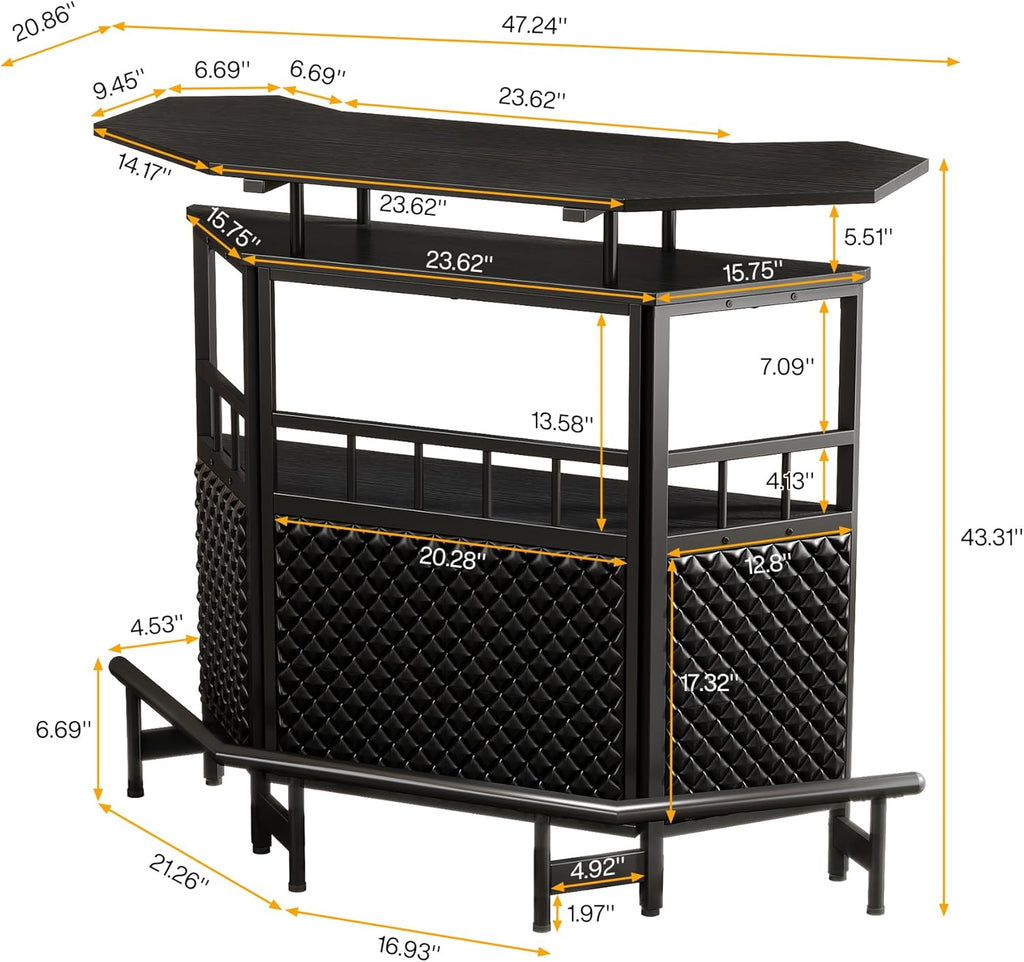 Black 4 Tier Bar Cabinet with Stemware Rack Z112