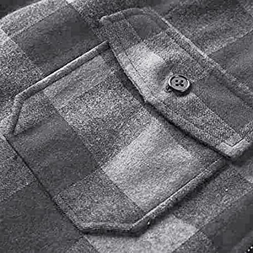 Mens Long Sleeve Sherpa Lined Flannel Shirt Jacket C7125