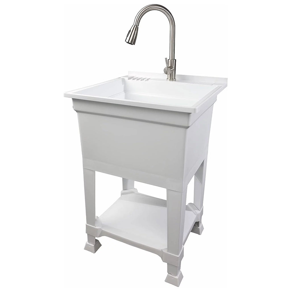 White 24" Freestanding Plastic Utility Sink R881478