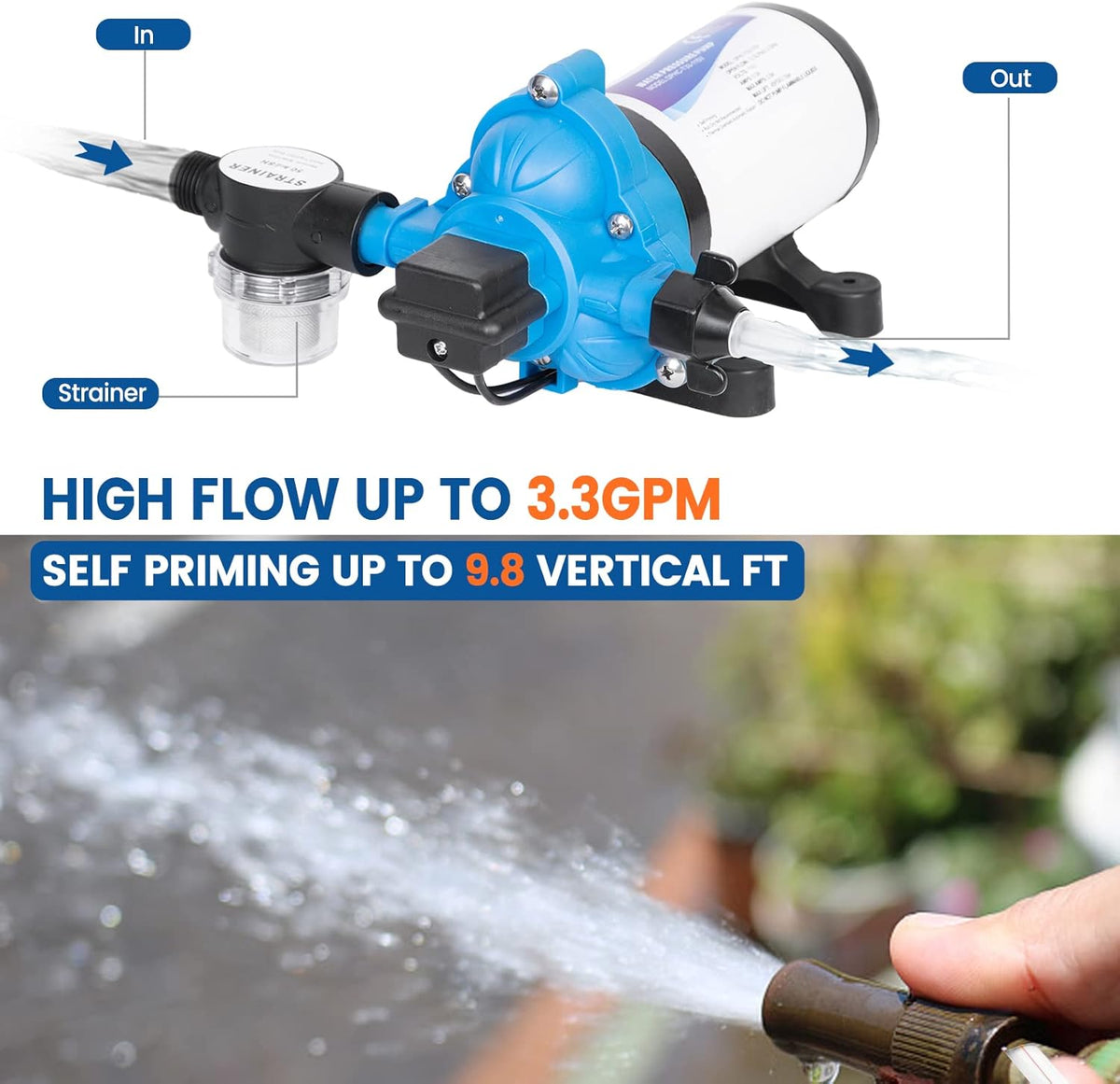 110V AC Water Pressure Pump 5.0GPM 55PSI Self Priming RV Water Pump T243