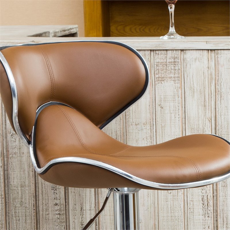 Faux Leather Swivel Barstool in Camel - Set of 4 C1106