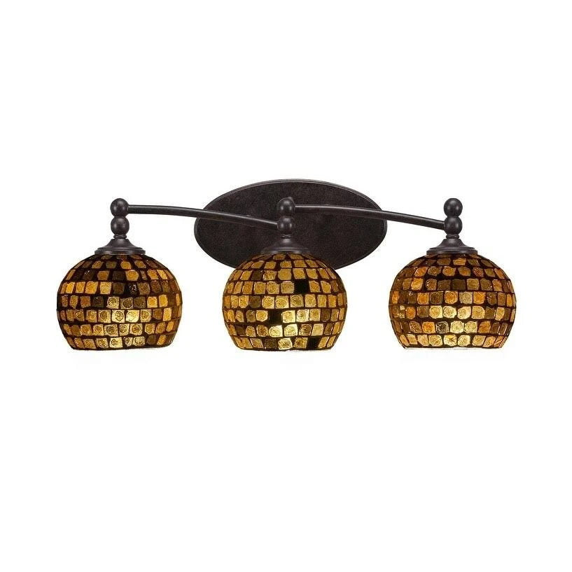 Dark Granite 3 Light Bath Bar with Italian Ice Glass Q957391