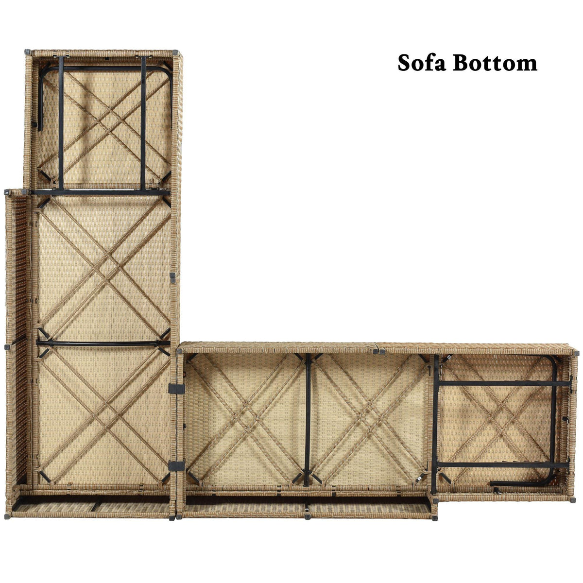 6 Seat PE Rattan Sectional Sofa Set with Adjustable Chaise R220471
