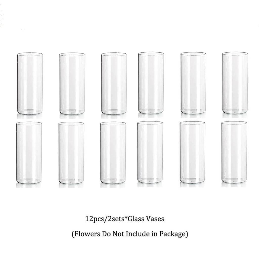 10 inch Glass Cylinder Vase Set of 12 Clear S225