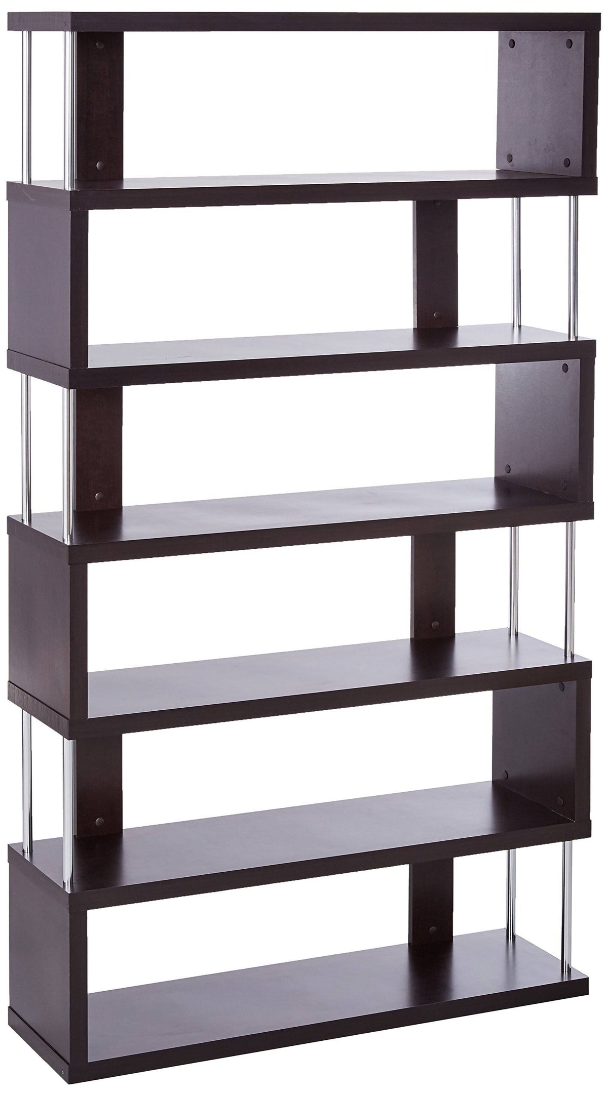 Dark Brown Six-Shelf Modern Bookcase B80126