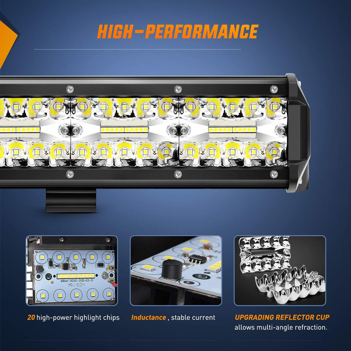 37Inch 780W Triple Row Flood Spot Combo Bar 78000LM Waterproof Led Work Light Pack of 2 P348198