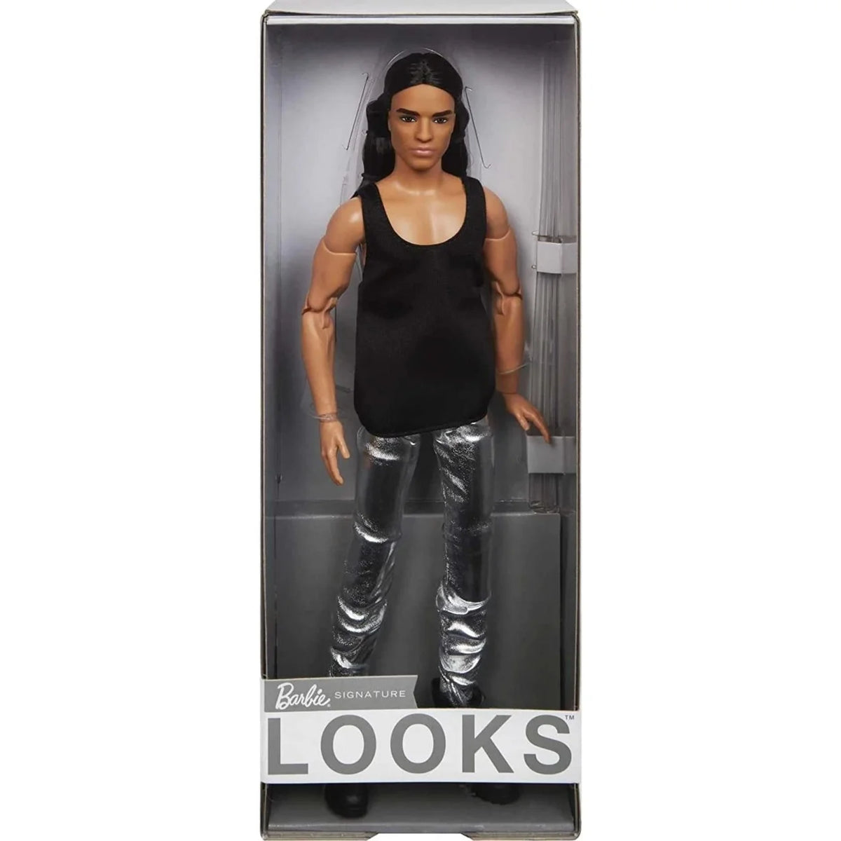 Ken Doll with Long Brown Hair & Metallic Silvery Pants M8587