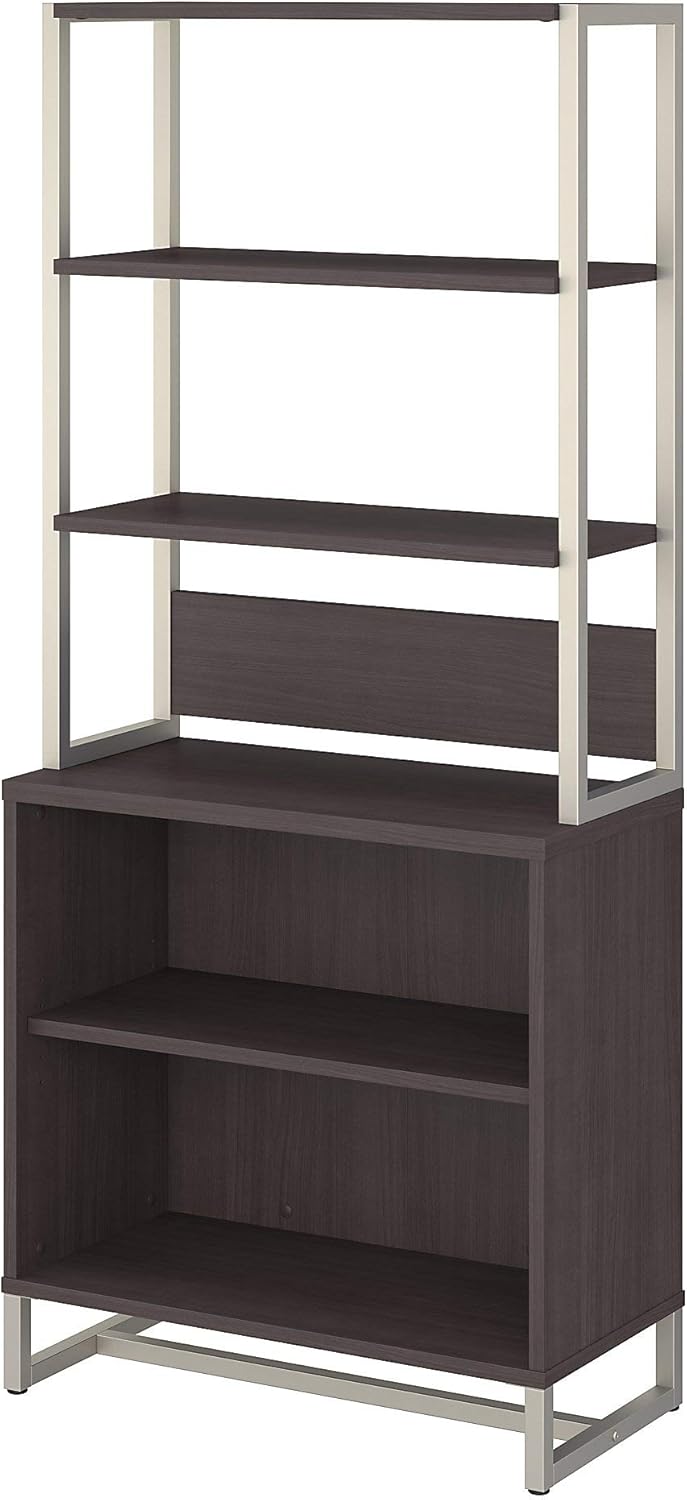 Storm Gray Bookcase with Hutch R58070