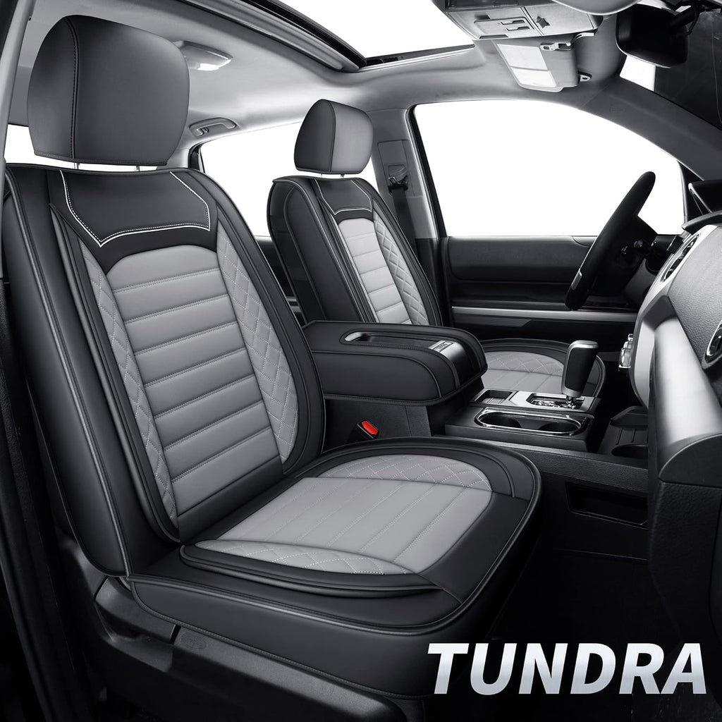 Black Faux Leather Seat Covers Front Set 2 pcs P831