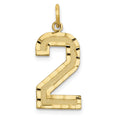 10K Yellow Gold Diamond Cut Number 2 Charm O726