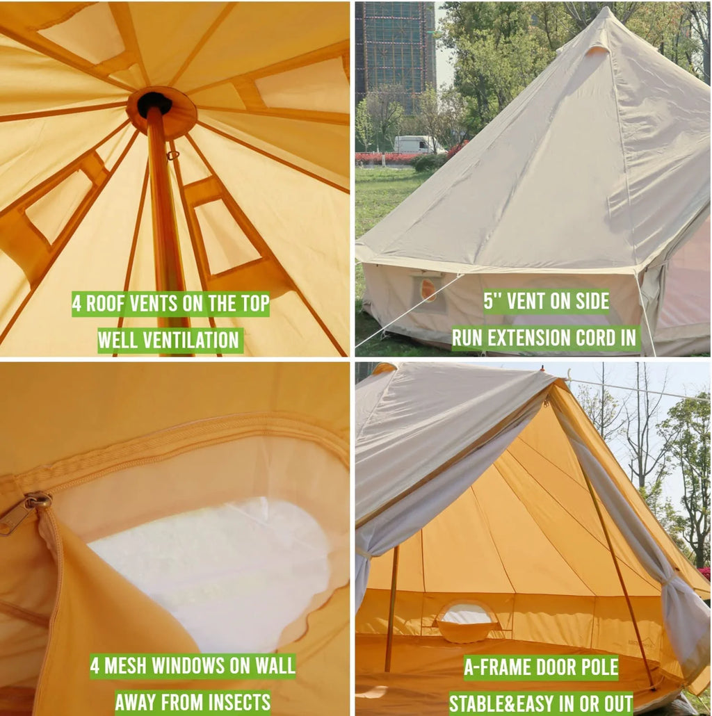 9.8ft Waterproof Cotton Canvas Bell Tent M7681