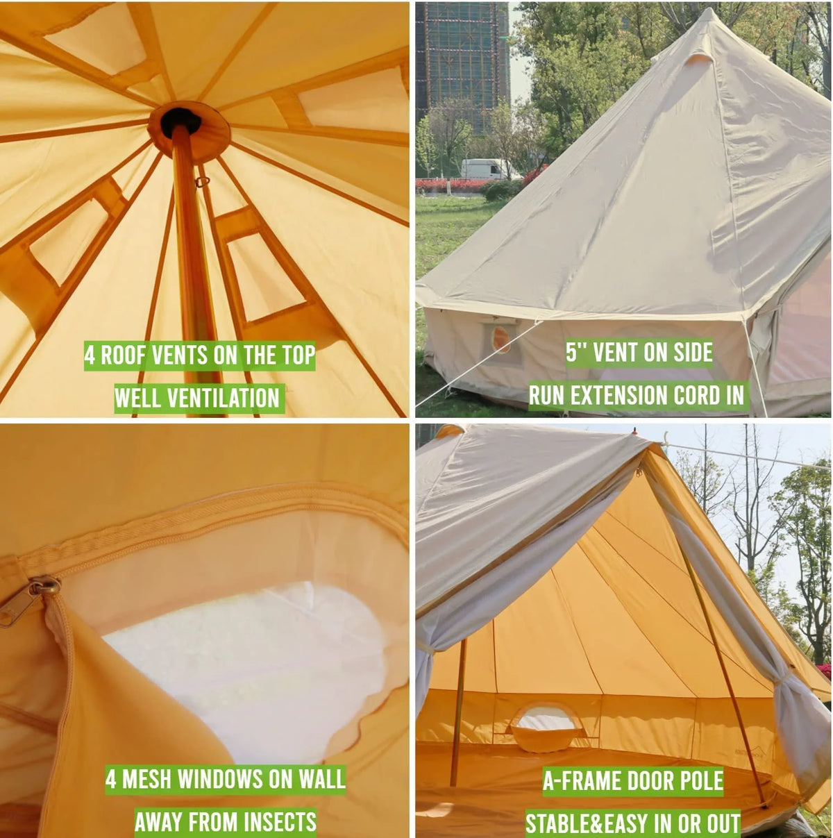 9.8ft Waterproof Cotton Canvas Bell Tent M7681