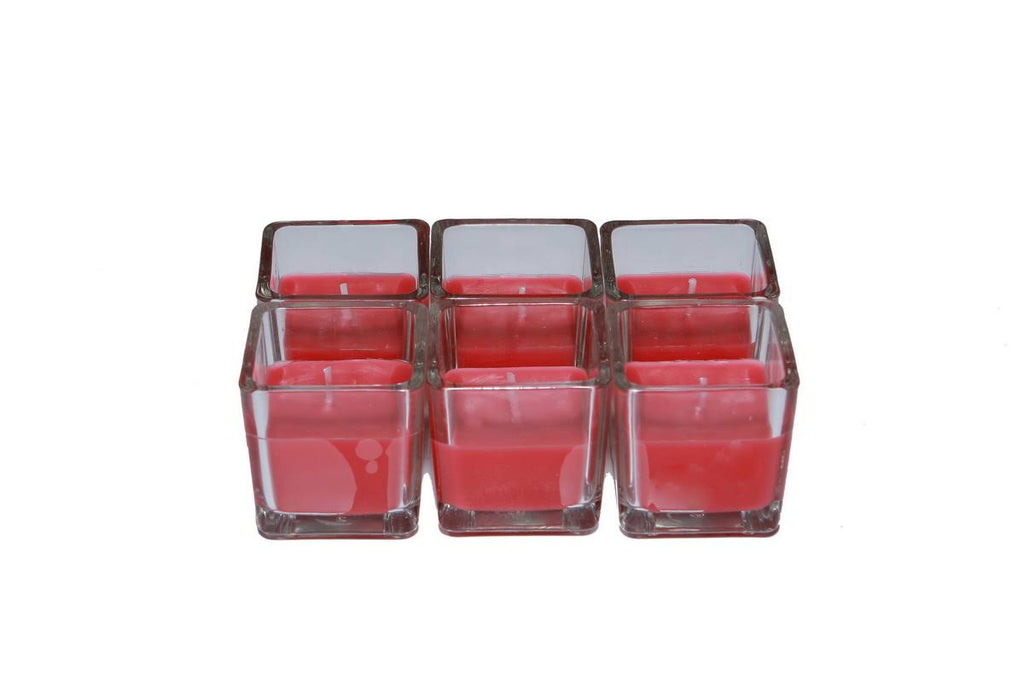 Red Square Glass Votive Candle X25350