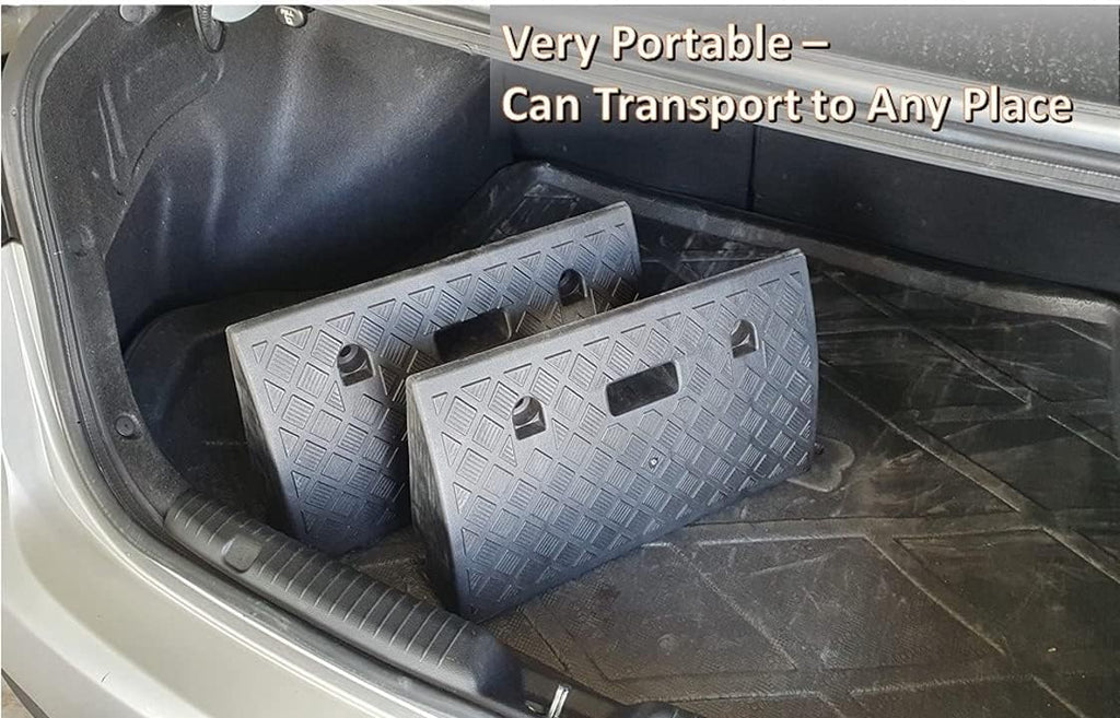 Portable Plastic Curb Ramp 2 PC Heavy Duty Lightweight Threshold Ramp with 4 Mounting Bolts J978
