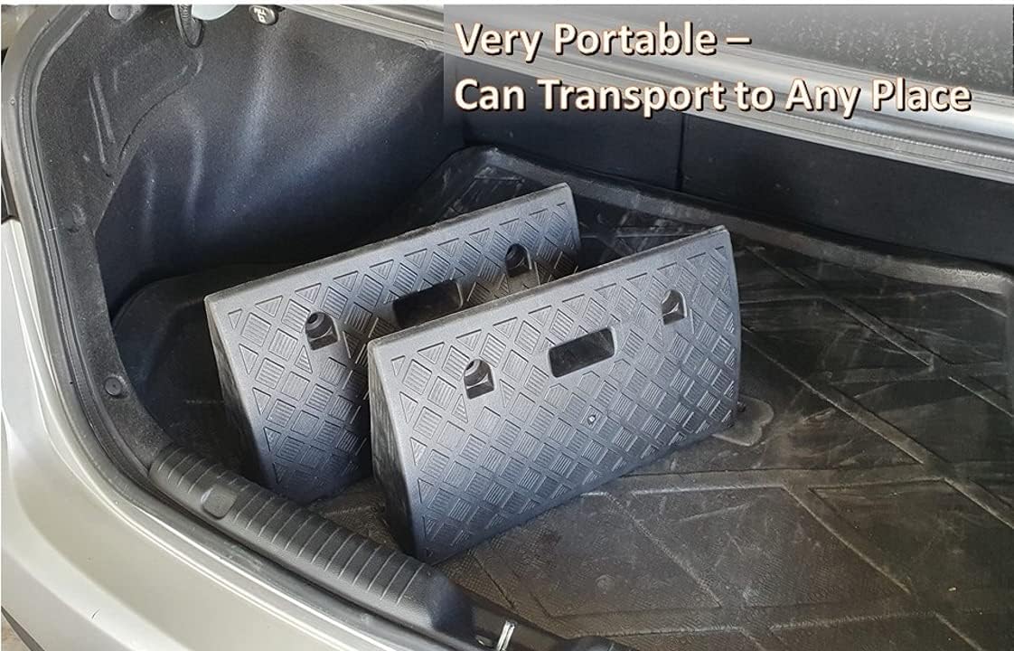 Portable Plastic Curb Ramp 2 PC Heavy Duty Lightweight Threshold Ramp with 4 Mounting Bolts J978