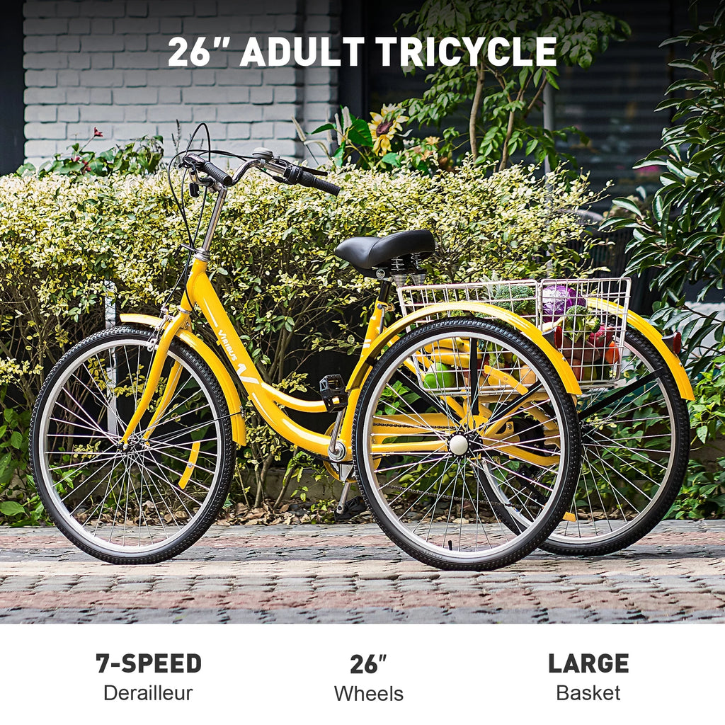 26 Inch 3 Wheel Bike with 7 Speeds & Basket R4889