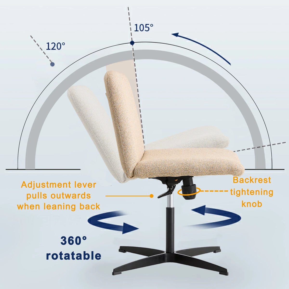 Adjustable Swivel Home Office Computer Chair with Cushion & Black Foot H6947