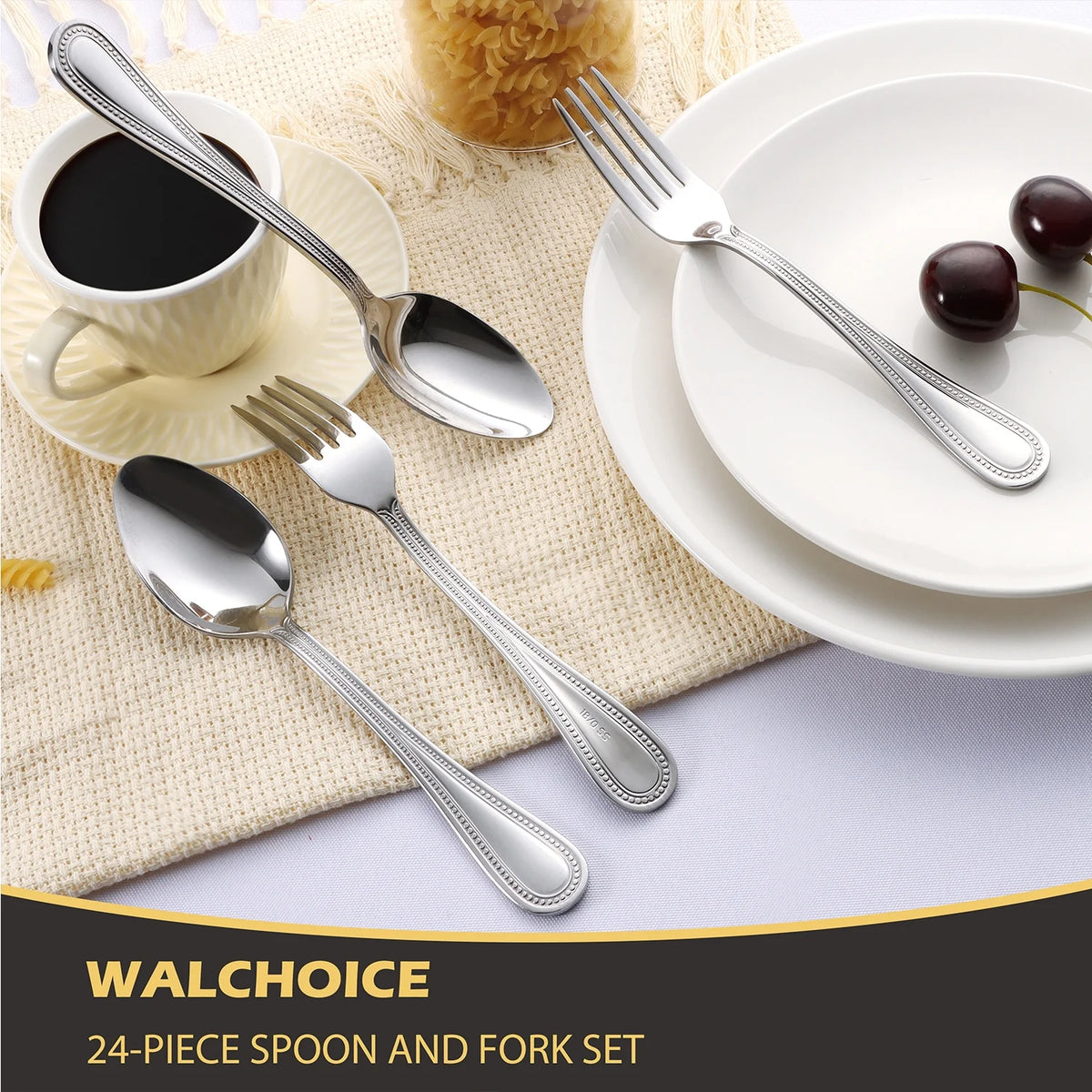 24-Piece Stainless Steel Fork and Spoon Set T78009