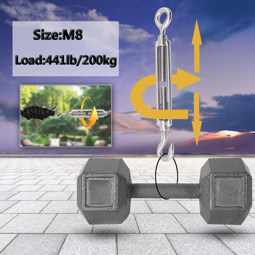 304 Stainless Steel Adjustable Wire Rope Tensioner Kit with Hooks J656766