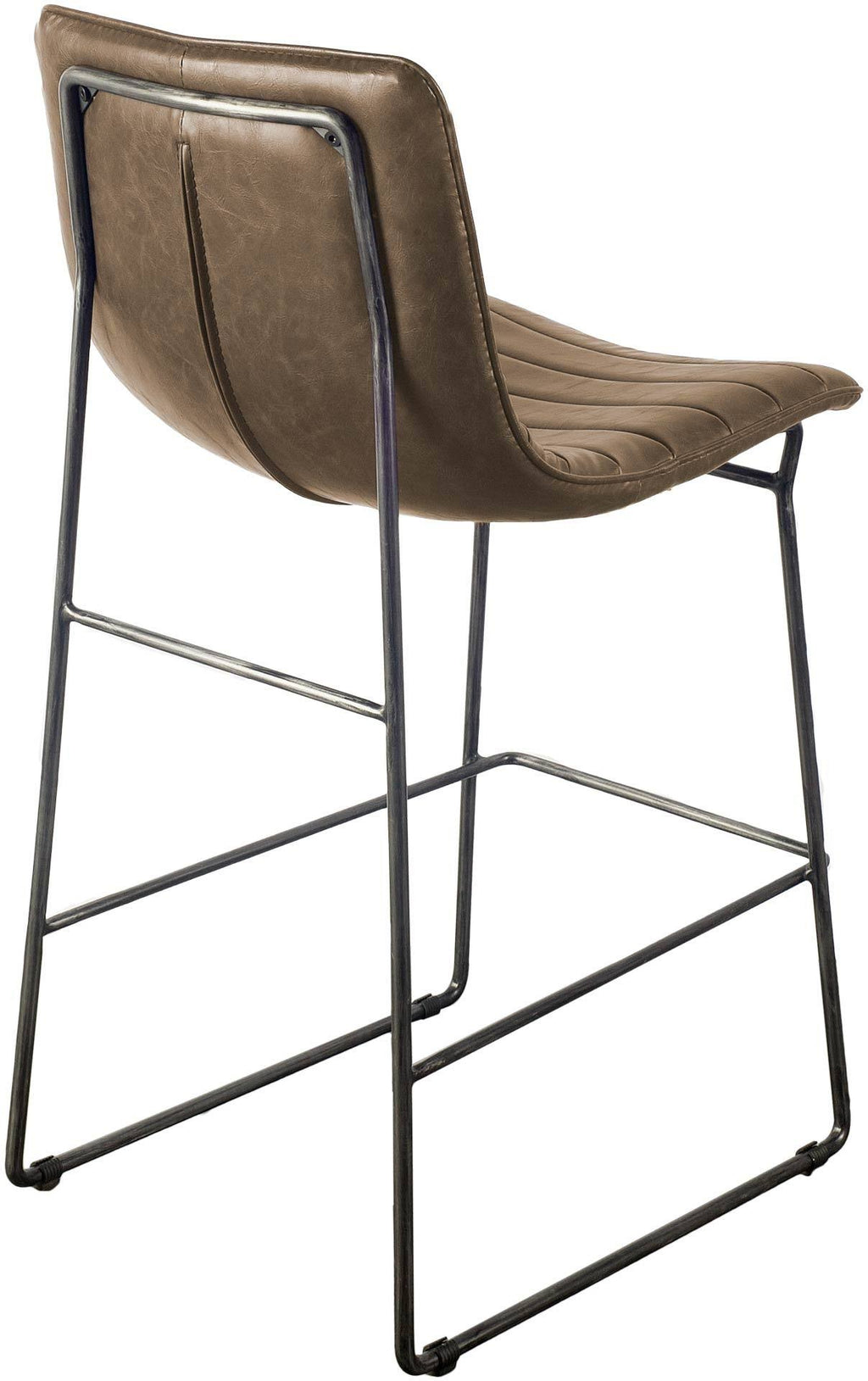 Brown Leather Seat Black Metal Frame Stool S660408