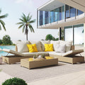 6 Seat PE Rattan Sectional Sofa Set with Adjustable Chaise R220471