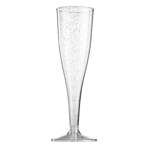 50 Pack 5 Oz Gold Rimmed Clear Plastic Champagne Flutes Z970597
