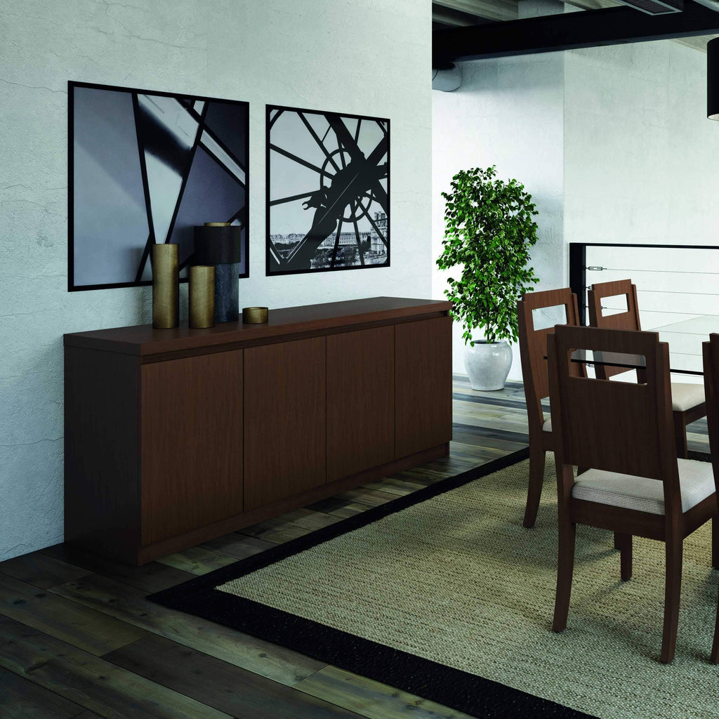 Nut Brown Buffet Cabinet with 6 Shelves W7529