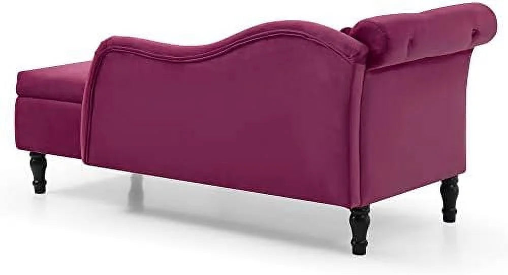 Tufted Velvet Chaise Lounge with Nailhead Trim O6412