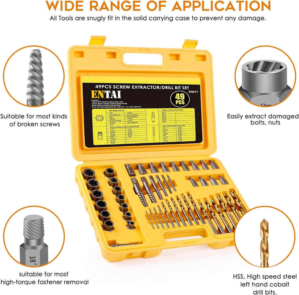49-Piece Bolt Extractor Screw Extractor Set with Carrying Case P636