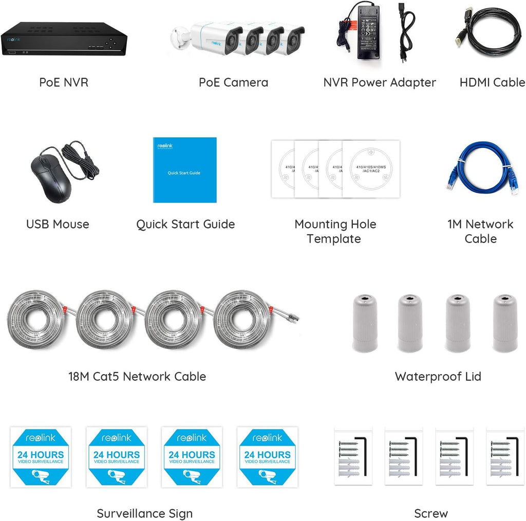 4K PoE Wired Bullet Security Camera System with 2TB HDD NVR G309498