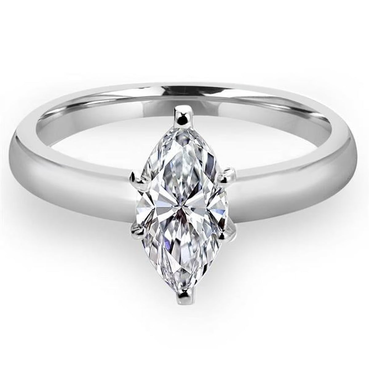 14K White Gold Marquise Diamond Solitaire Engagement Ring A584985