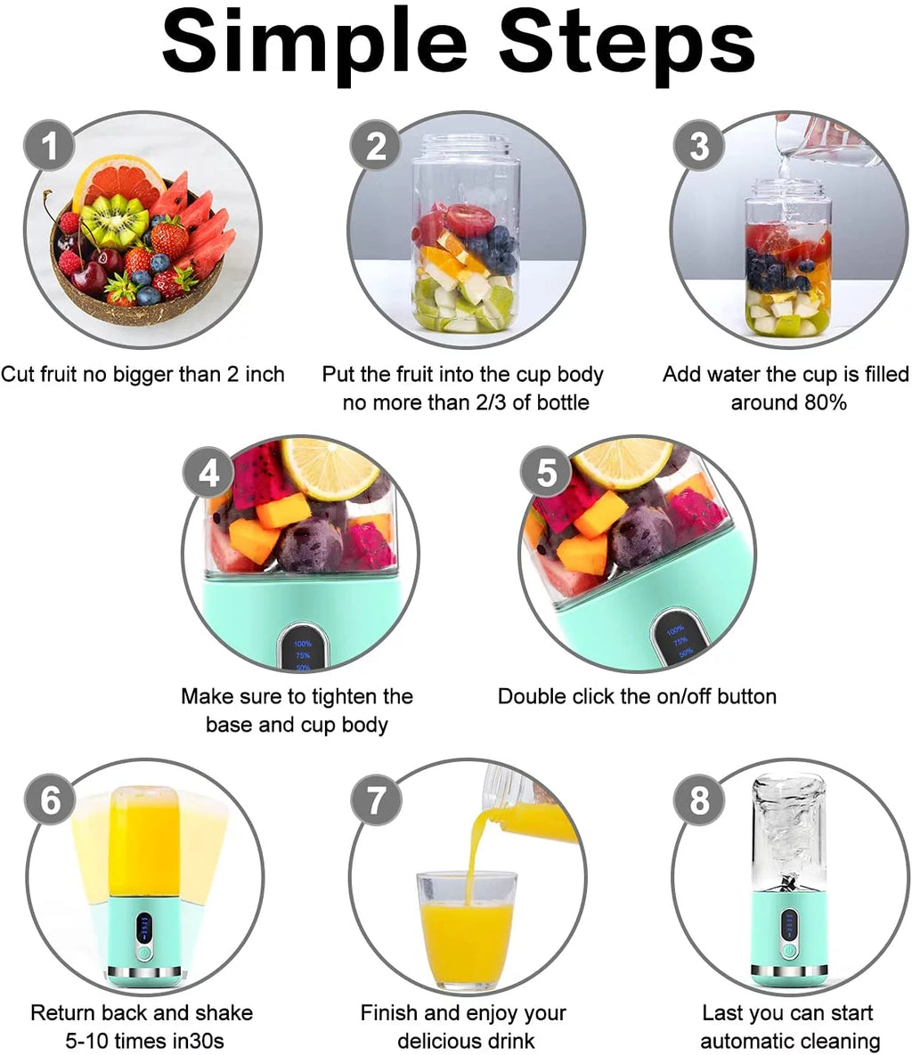 Portable Personal Size Blender with 6 3D Blades Blue B8334