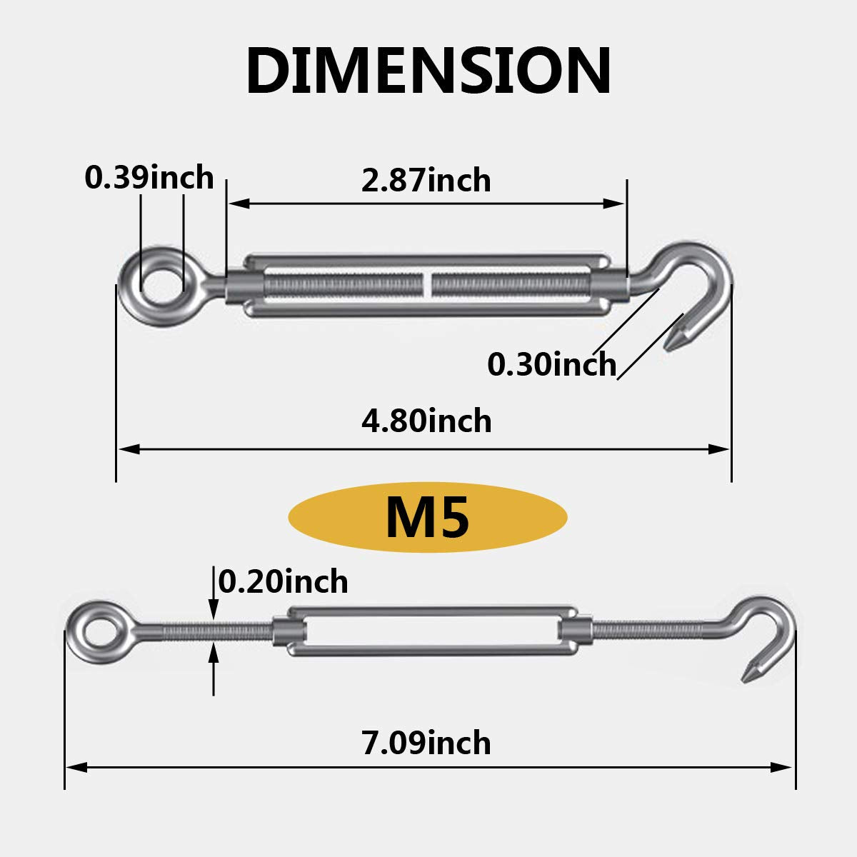 304 Stainless Steel Adjustable Wire Rope Tensioner Kit with Hooks J656766
