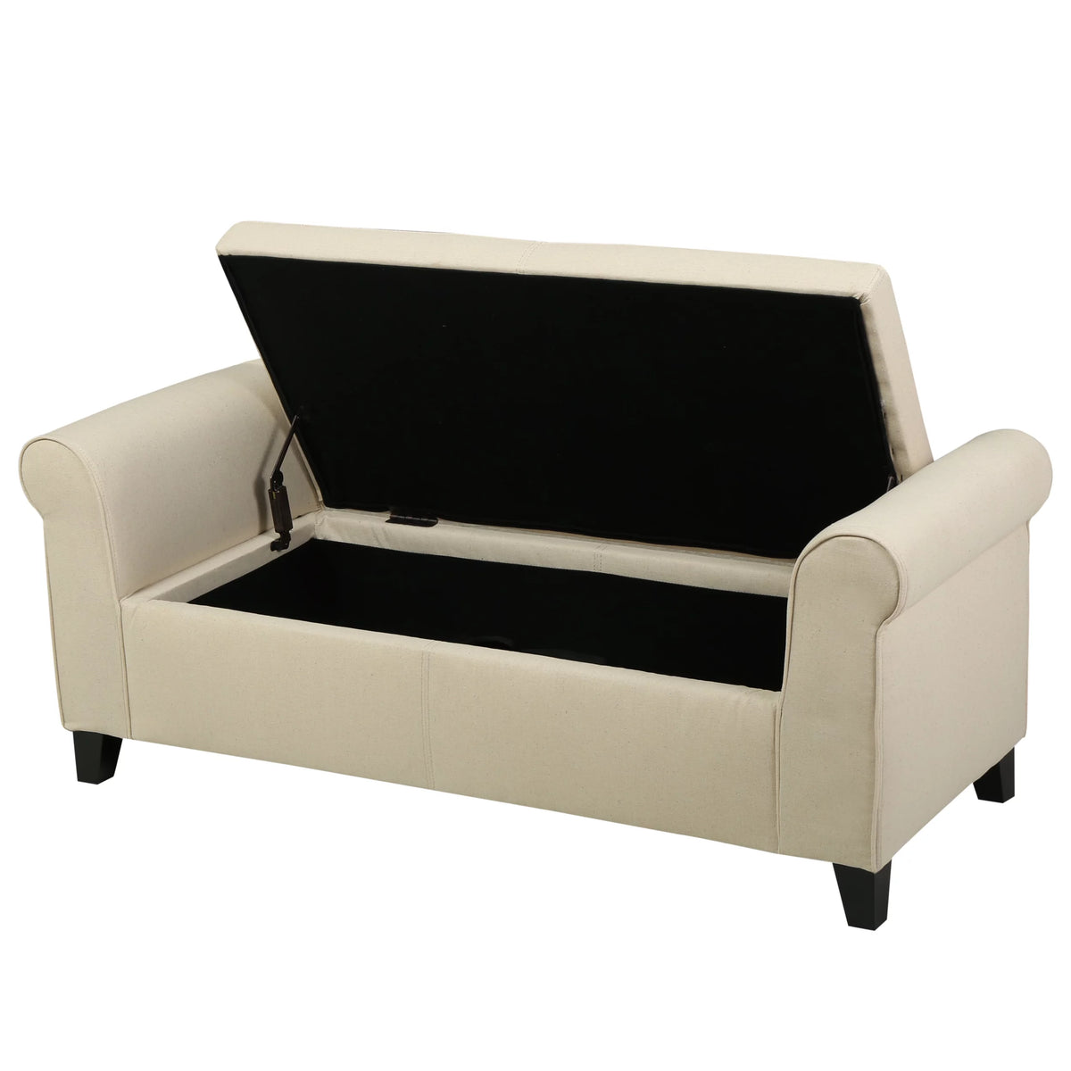 Beige Fabric Upholstered Storage Ottoman Bench J572942